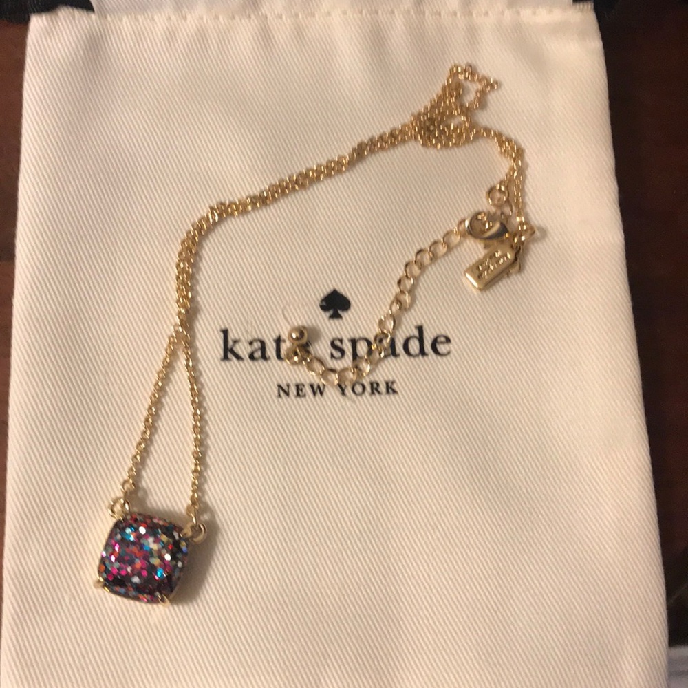 NWOT Kate Spade Square Multi Glitter Necklace